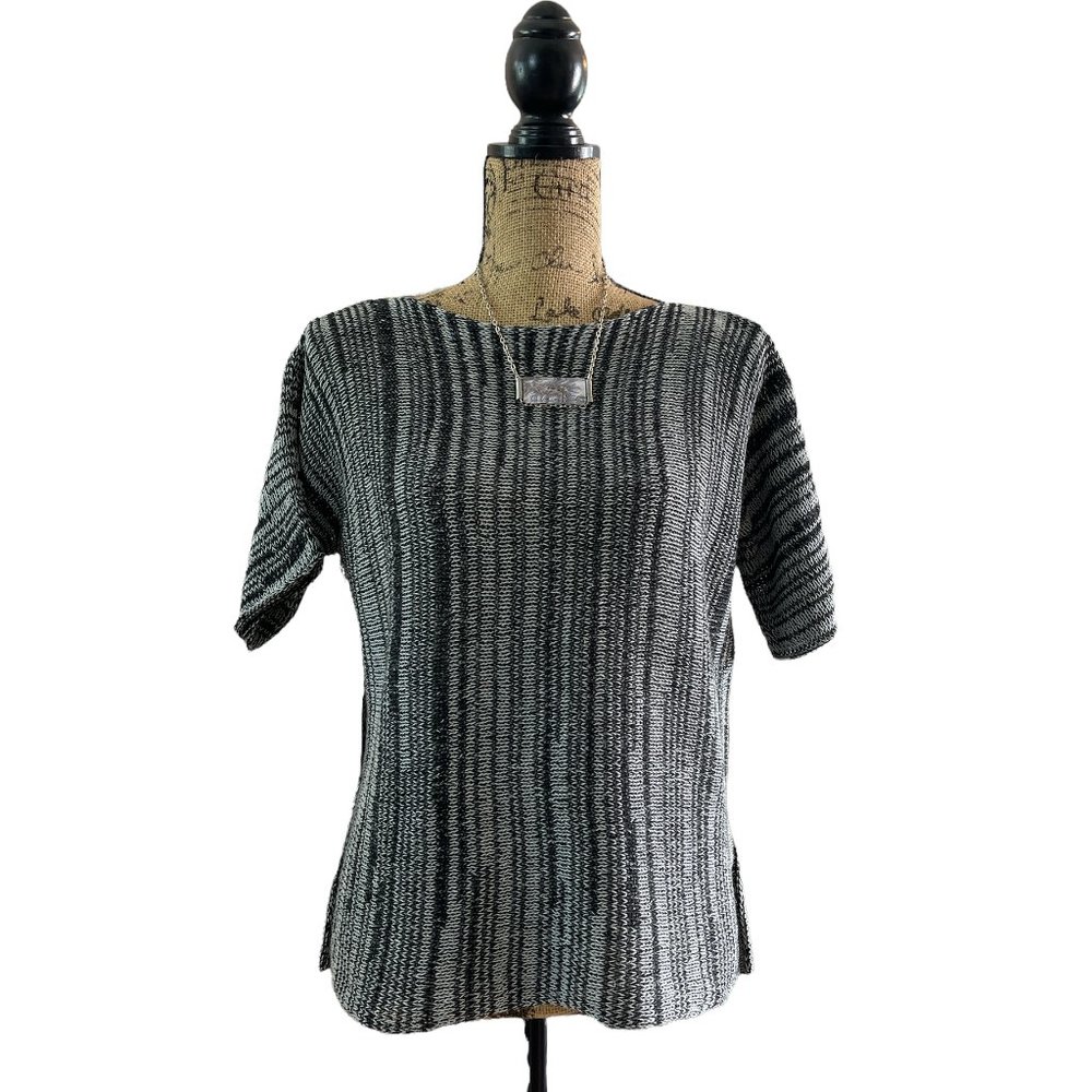Sweater Artisan Made Organic cotton linen Noir Size Medium